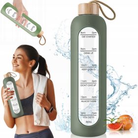    Velika motivacijska staklena boca za vodu i piće 1000ml 1l + zelena kutija