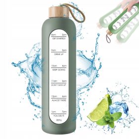    BOCA ZA VODU 1000 ML STAKLENA BOCA MJERNA CIJEV SA VAGOM INSPIRATIVNI CITATI