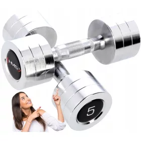   Set kromiranih bučica HMS Dumbbell 2x5kg Fitness Crossfit vježbe