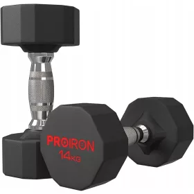  Obložene/gumirane fiksne bučice Proiron 1x 14 kg