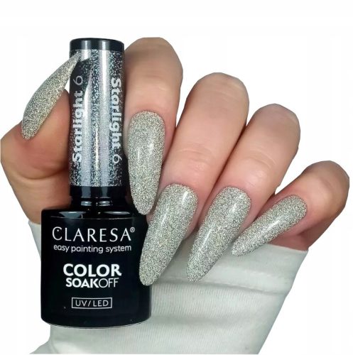 CLARESA STARLIGHT 6 SILVER HYBRID LAK ZA NOKTE GLITTER FLASH EFFECT 5 g