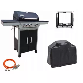 GRILL GAZOWY DEKRAFT 3+1 PALNIKI RUSZT ŽELIWNY + POKROWIEC