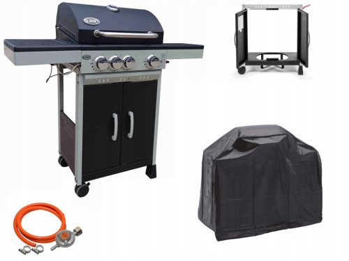 GRILL GAZOWY DEKRAFT 3+1 PALNIKI RUSZT ŽELIWNY + POKROWIEC