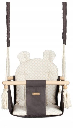 Drvena ljuljačka za djecu BEAR cotton HOME 10m+ sivo-bež dijamanti