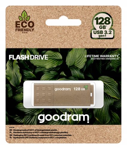 Eko prijateljski USB pogon GOODRAM 128 GB USB 3.2 smeđi