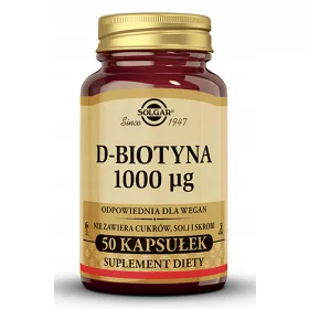   Solgar D-Biotin 1000 mcg - Podrška za Zdravlje Kože i Kose, 50 Kapsula