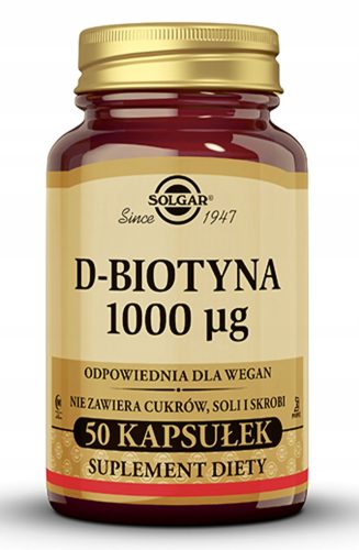 Solgar D-Biotin 1000 mcg - Podrška za Zdravlje Kože i Kose, 50 Kapsula