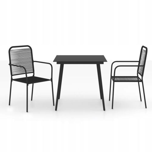Elegantan set vrtnog namještaja: Stol 80x80 cm + 2 stolice, crne