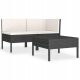 Set vrtnih rattan sofa PE, 5-dijelni, crno-krem, 69x69x69 cm