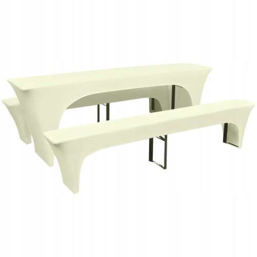Set krema navlaka za stol i klupe, dimenzije 220x70x80 cm i 220x35x40 cm