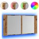  LED ormarić s ogledalom 90x12x45 cm, staro drvo