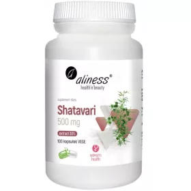   Aliness Shatavari Ekstrakt 500 mg - 100 Kapsula za PMS i Povećanje Plodnosti