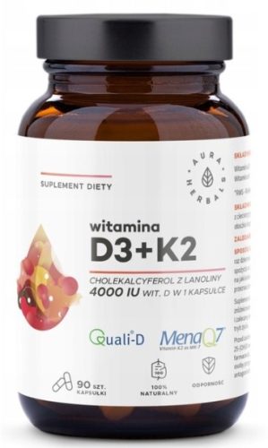 AURA Vitamin D3 4000 IU + Vitamin K2, 90 kapsula - Dodatak prehrani