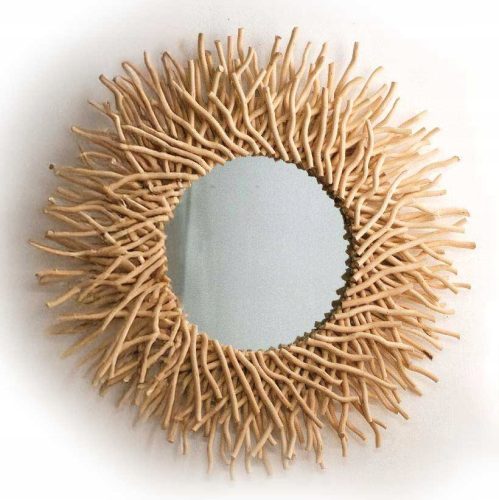  Danas zidno ogledalo kružni drveni okvir 88 x 88 mm
