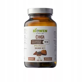   Biowen Chaga 400 mg, 40% polisaharida, 30% beta-glukana s ekstraktom BioPerine® - 90 kapsula