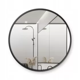    Okruglo ogledalo 90 cm u crnom okviru s LED pozadinskim osvjetljenjem Loft