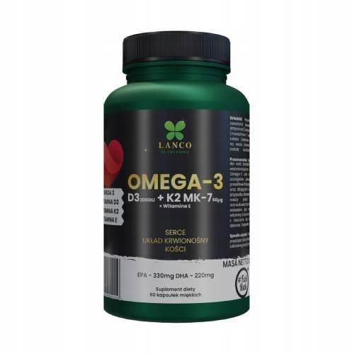 LANCO NUTRITIONS Omega 3 D3 + K2 MK-7 + Vitamin E - Dodatak prehrani za odrasle