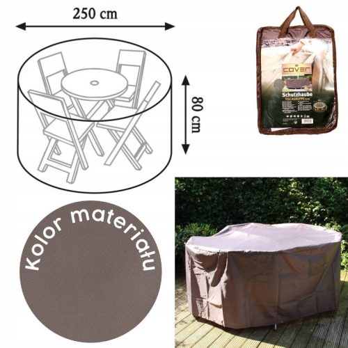 Zaštitna Navlaka za Okrugli Vrtni Stol s Stolicama taupe, Promjer 250 cm