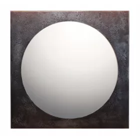    Okruglo ogledalo u kvadratnom okviru. Grafitno lijevano željezo.
