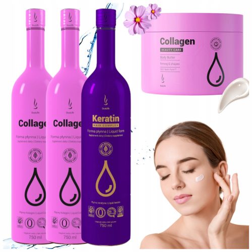 DuoLife Komplet: 2 x Kolagen, 1 x Keratin, Maslac za Tijelo - Sveobuhvatna Njega iznutra i izvana