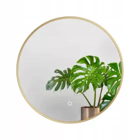    OKRUGLO OGLEDALO U ZLATNOM OKVIRU 90 cm LED Touch Switch Glamour