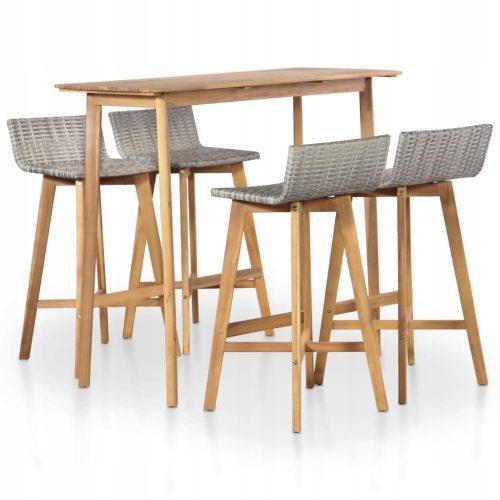Set vrtnog bar namještaja od akacijevog drveta s rattan PE stolicama