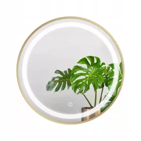    Okruglo ogledalo 90 cm LED RING u zlatnom okviru Prekidač na dodir GLAMOUR