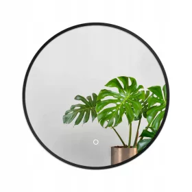    Okruglo ogledalo u crnom okviru 90 cm LED prekidač na dodir LOFT