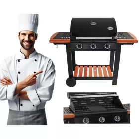   DEKRAFT PLINSKI GRILL 3 PLAMENIKA REŠETKA OD LIJEVANOG ŽELJEZA - PREMIUM PLOČA OD LIJEVANOG ŽELJEZA XXXL