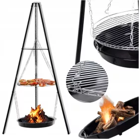  Tronožni vrtni kamin s rešetkom za vrtni roštilj 152 cm