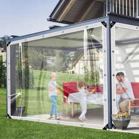   Prozirna vrtna tenda za terasu, vodootporna, 420g/m2 s očicama za montažu 2x1m