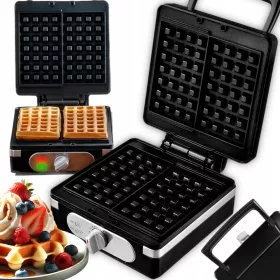    Pekač za vafle ELECTO WAFFLE MAKER BLACK 2 FLUFFY WAFFLES SOLID 2000 W crni