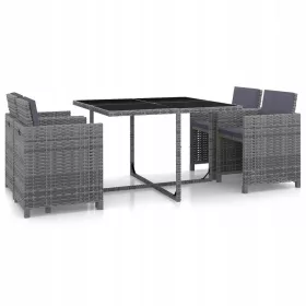   5-dijelni set vrtnog namještaja s jastucima, PE rattan, sivi