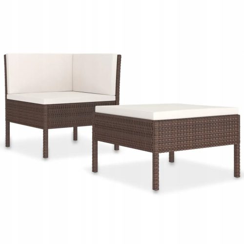 Set od 2 dijela za opuštanje u vrtu, PE rattan, jastuci, sivi