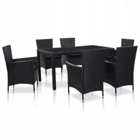   Elegantni 7-dijelni set vrtnog namještaja od poliratana, crni
