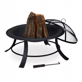    Garden Fire Pit VELIKI ROŠTIL 74 cm sa zaštitom od iskrenja LIJEVANO ŽELJEZO