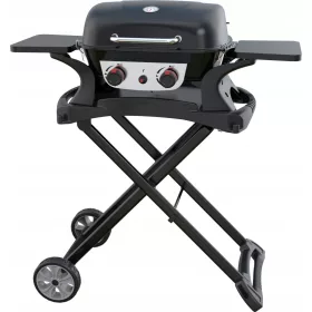   GRILL GAZOWY YATO PRZENOSNI VRTNI ROŠTILJ 2 PLAMENIKA 5KW CRNI + SKLOPIVA KOLICA