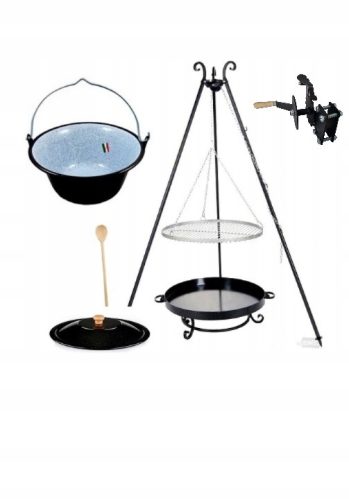  GRIL XXL KOLUT ZA PALJENJE VATRA 80cm INOX REŠETKA 80 cm + KUHAL 14 L