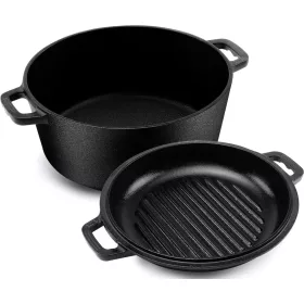    EMAJLIRANI LONAC ZA VATRU INDUKCIJSKI PLINSKI POKLOPAC 5L VELIKI ROŠTILJ XL