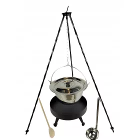  Inox kazan 10 l + kutlača OGNJIŠTE 40 cm tronožac 120 cm