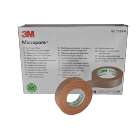   3M Micropore 1533-0 Papirnati Mikroporozni Ljepljivi Flaster, Bež, 1,25cm x 9,1m - Pakiranje od 24 komada