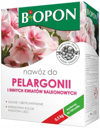 BIOPON ORGANSKO GNOJIVO ZA PELARGONIJE I OSTALO BALKONSKO CVEĆE U GRANULAMA 0,5KG