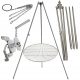  Vrtni tronožac za roštilj 225cm inox + rešetka 90cm + kolut + INOX uže