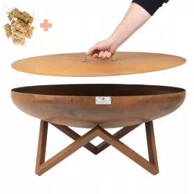    Jama za vatru s poklopcem Vrtni set duboka zdjela 100 cm Corten čelik 3 mm