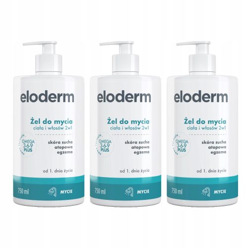 Eloderm Žel za Pranje Tijela i Kose 2u1 - Omega 3 6 9 Formula za Osjetljivu Kožu