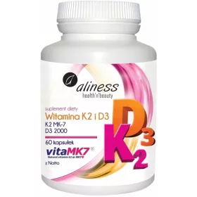   Aliness Vitamin K2 MK-7 Natto + D3 2000 IU - Jačanje Kostiju i Imuniteta