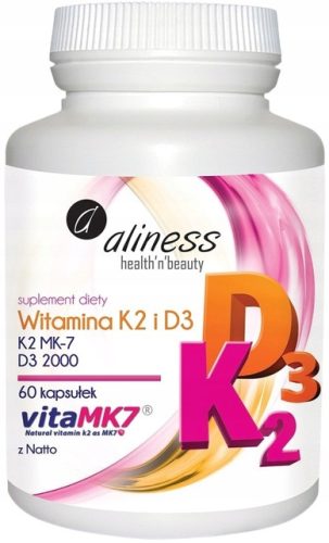 Aliness Vitamin K2 MK-7 Natto + D3 2000 IU - Jačanje Kostiju i Imuniteta