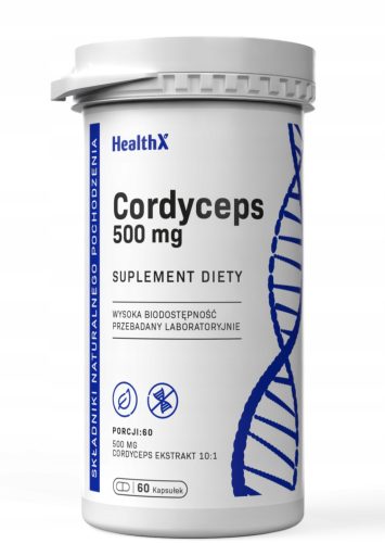 HealthX Cordyceps Maczużnik Ekstrakt 10:1 - Kapsule za energiju i izdržljivost, 60 komada