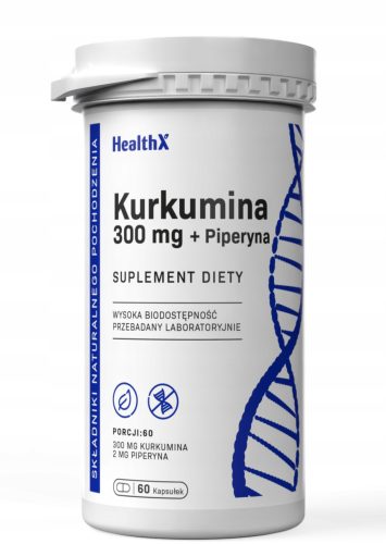 HealthX Kurkumina + Piperyna 300 mg - Suplement za Bolju Apsorpciju