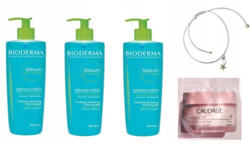 Bioderma Sebium Gel Moussant - Set Sredstava za Čišćenje Kože 3x500ml + Besplatna Narukvica
